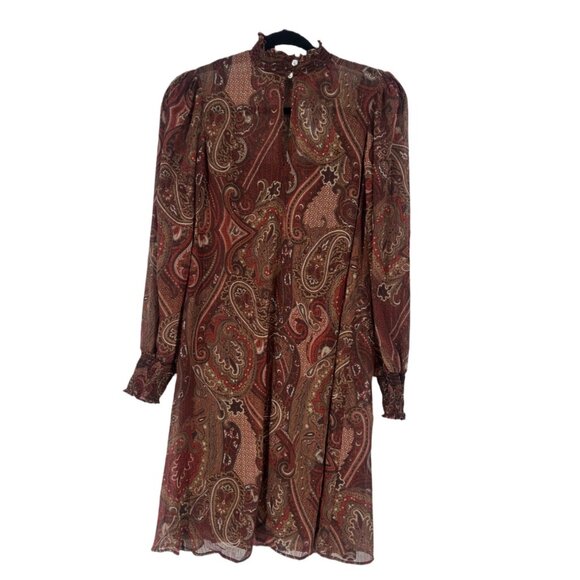 NWT Tommy Hilfiger Paisley Print Chiffon Short Shift Dress Size 2 - Picture 4 of 5